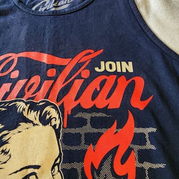 Civilian Limited Edition By Billy Dagerty Its A Riot Navy Blue Tank Top Size 2XL - Picture 4 of 8